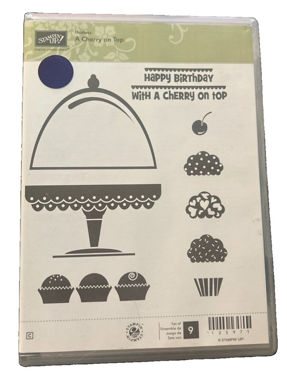 Stampin Up A Cherry On Top Unmounted Rubber Stamps - Cupcakes (Set Of 9)